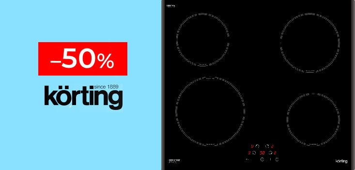 Акция Korting «Скидка 50% на варочную панель»
